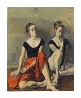 Moses Soyer - Two Dancers with Red Skirts