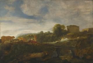 Moses Van Wtenbrouck - Arcadian Landscape With Resting Shepherds With Their Cattle, Antiquities Beyond