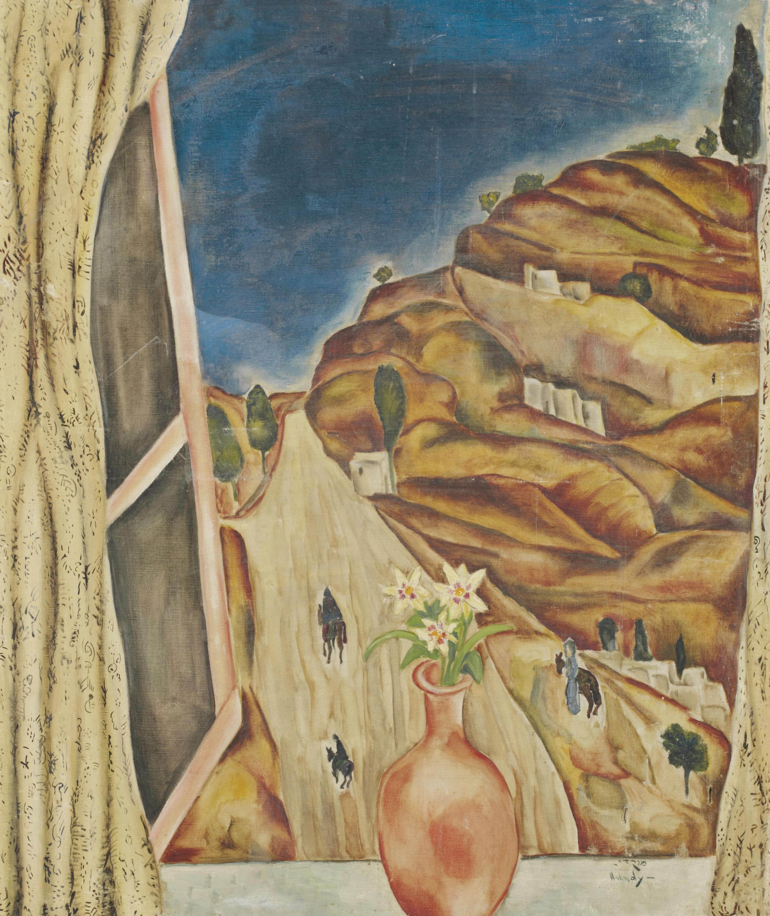 Moshe Mokady - Landscape Through an Open Window