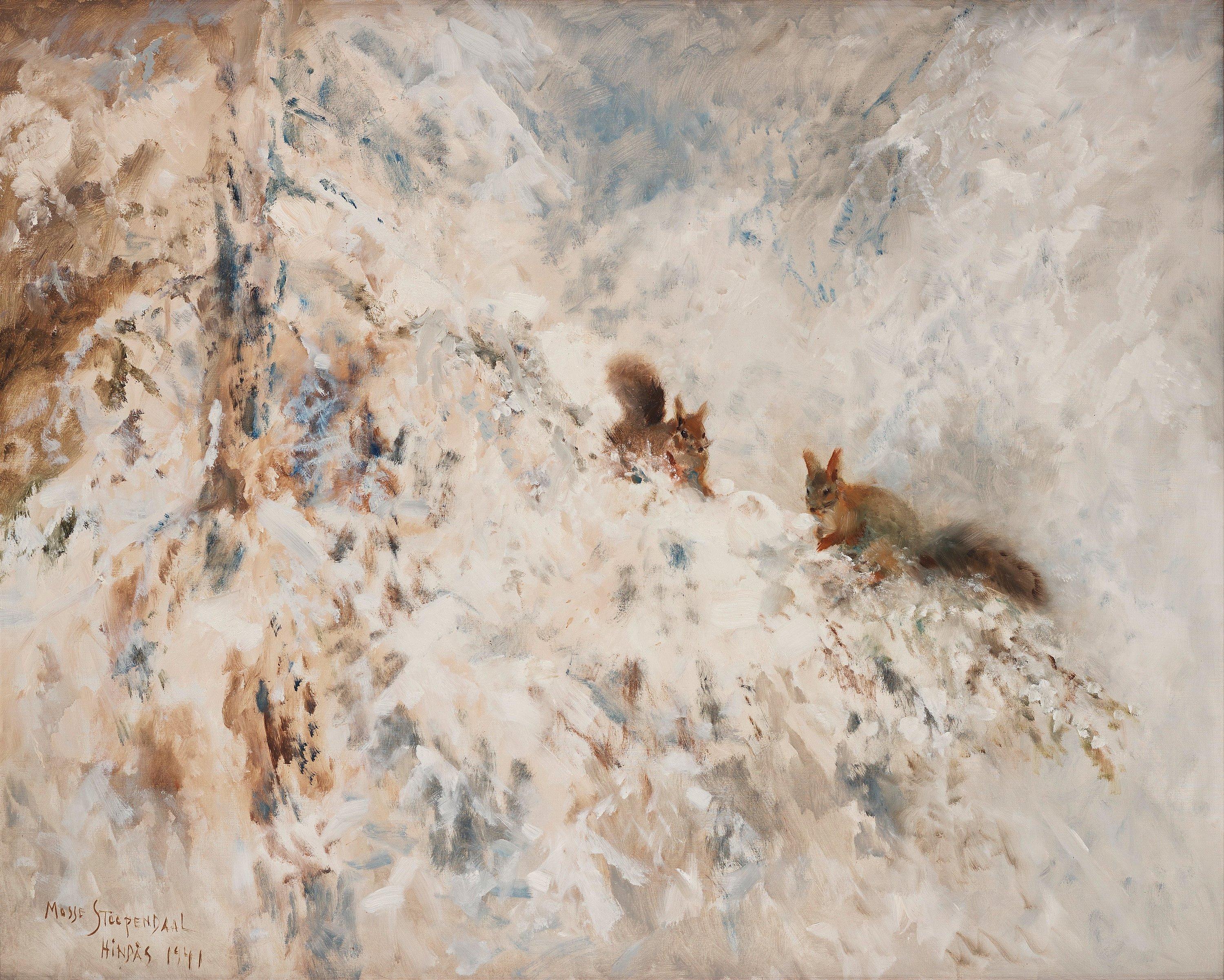 Mosse Stoopendaal - Squirrels in a Winter Landscape