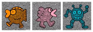 Mr Doodle - I. Orange Fish, Ii. Pink Bird, Iii. Blue Robot (Three Works)