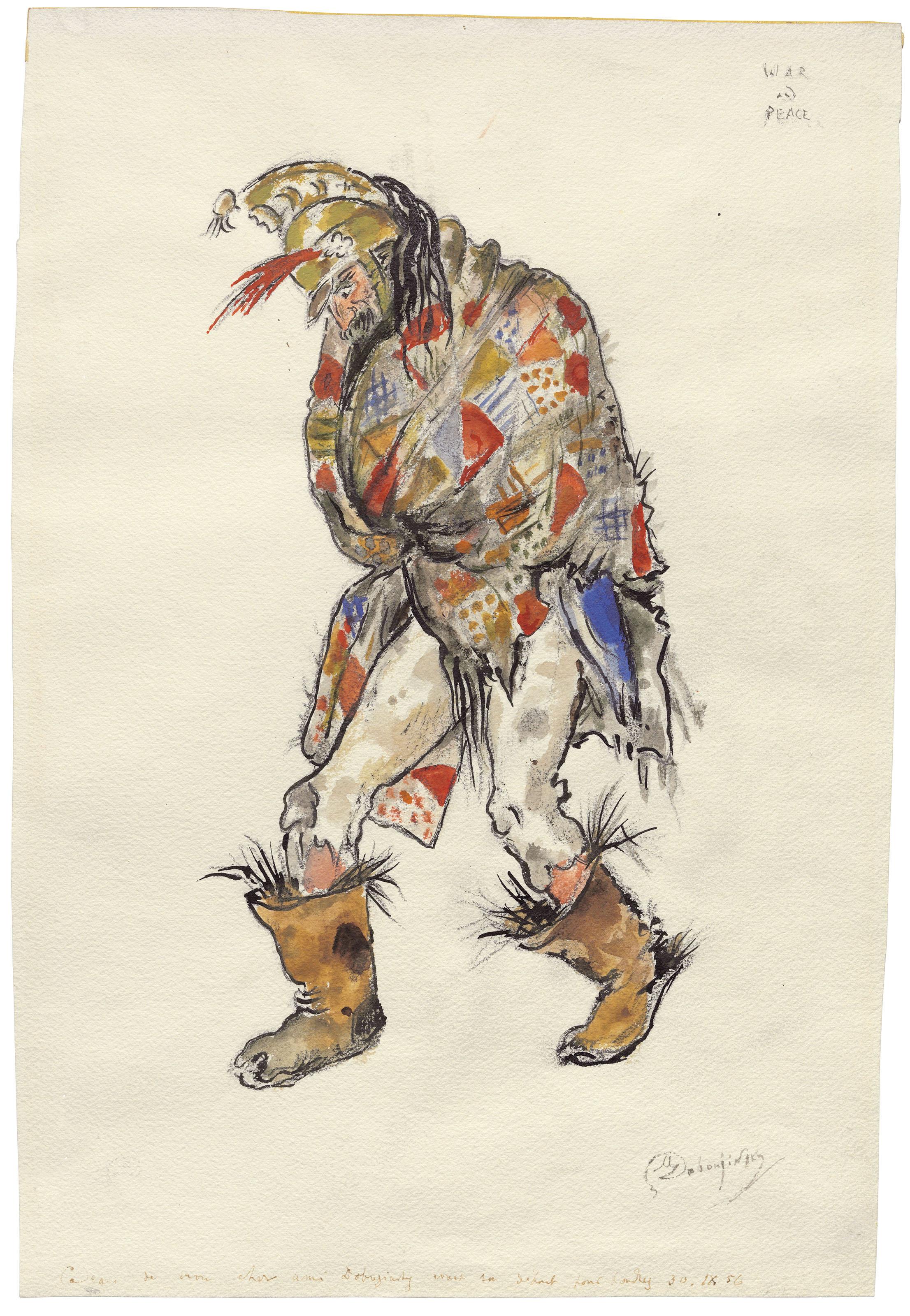 Mstislav Dobuzhinsky - Costume design for \'War and Peace\': French Cuirassier