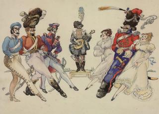 Mstislav Dobuzhinsky - Design for Les Cosaques de Platov à Paris