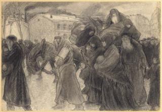 Mstislav Valerianovich Dobujinskii - Jews Leaving A City