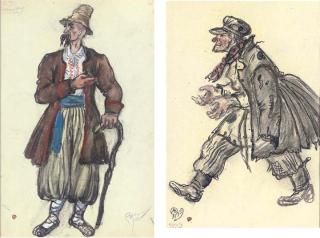 Mstislav Valer\'Ianovich Dobuzhinskii - Two Costume Designs; Ukrainian Peasant, And Vagabond