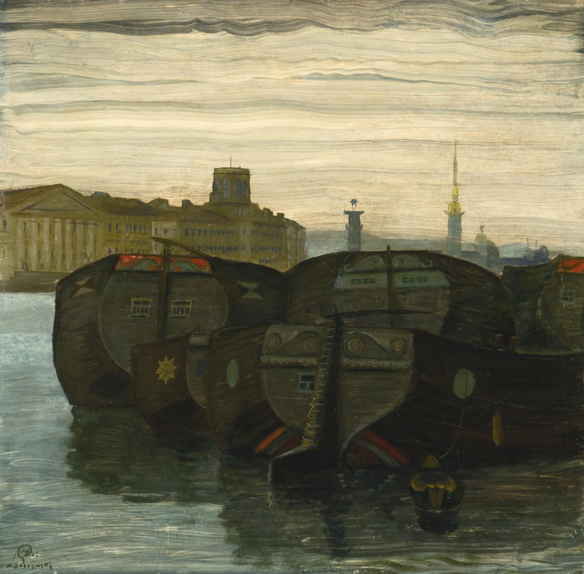 Mstislav Valerianovich Dobuzhinsky - Boats On The Neva
