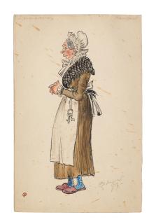 Mstislav Valerianovich Dobuzhinsky - Costume design for a House Keeper (Hausfrau) for the opera Das Dreimäderlhaus, 1937