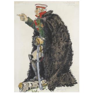 Mstislav Valerianovich Dobuzhinsky - Costume Designs For Prince Kutuzov, Pierre And A Cossack For Sergei Prokofiev\'S Opera War And Peace