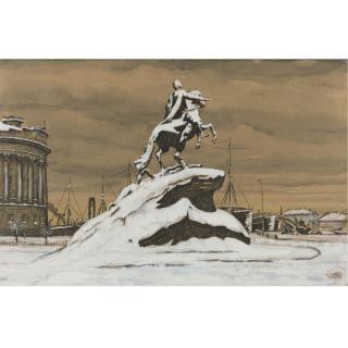 Mstislav Valerianovich Dobuzhinsky - Russian Petersburg In 1921, Album Of 12 Lithographs, Triple Suite On Different Types Of Paper, And 1 Hand Colored By The Artist And Framed