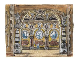 Mstislav Valerianovich Dobuzhinsky - Set design for La Prima Ballerina, Ballets Russes de Monte-Carlo, New York, 1949