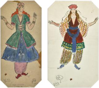 Mstislav Valerianovich Dobuzhinsky - Six Costume Designs For Polovtsian Dances
