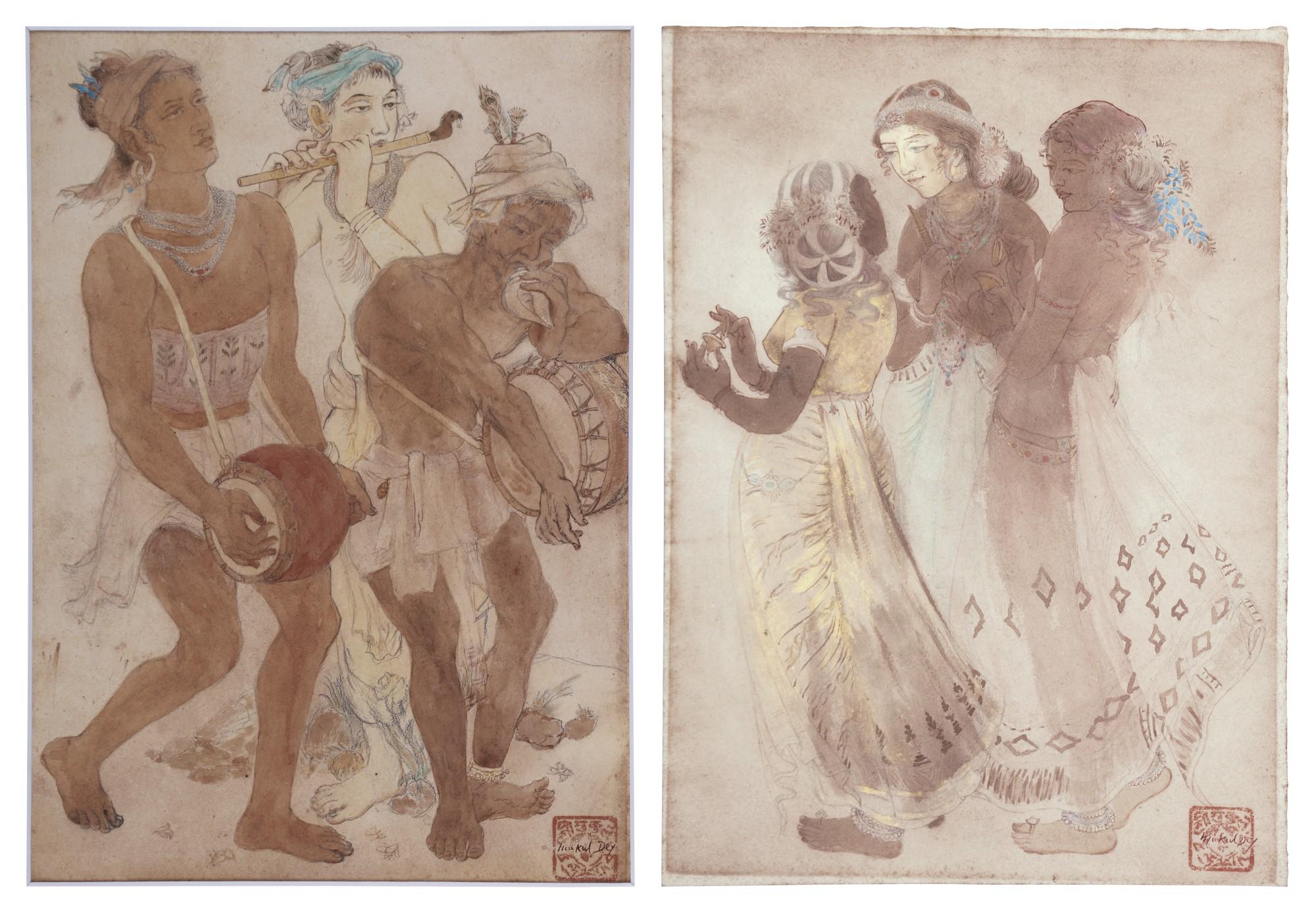 Mukul Chandra Dey - Untitled (Dancers; Musicians)
