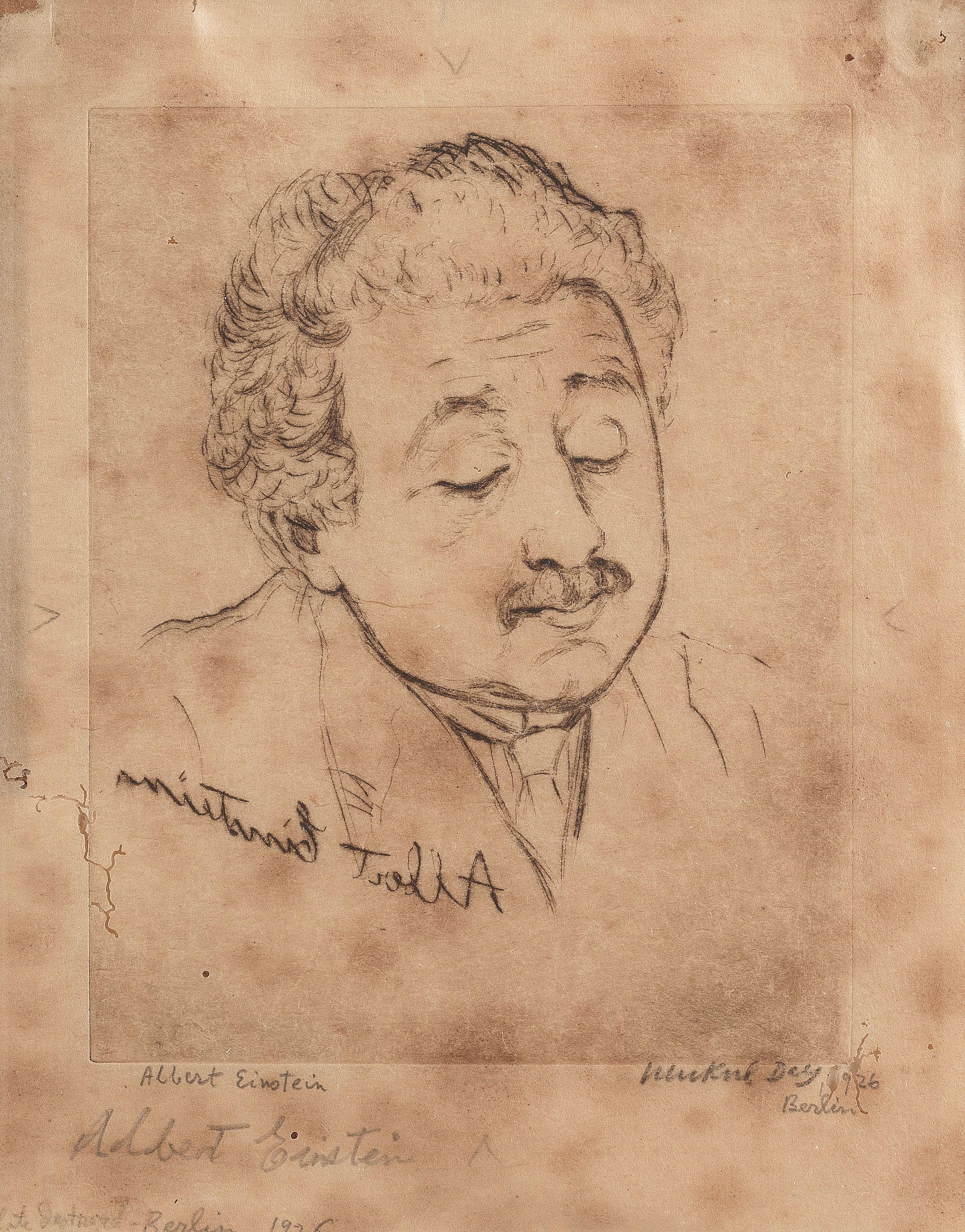 Mukul Dey - Albert Einstein , sheet 19 x 15 cm. (7 1/2 x 6in)