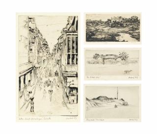 Mukul Dey - Cotton Street, Barrabazar, Calcutta; Nandalal Bose\'S Birthplace At Haveli-Kharaghpur;  The Watch-Dog; Flag Staff, Chandipore