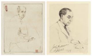 Mukul Dey - Portrait of Abanindranath Tagore; John Audesson, Governor of Bengal, 1937