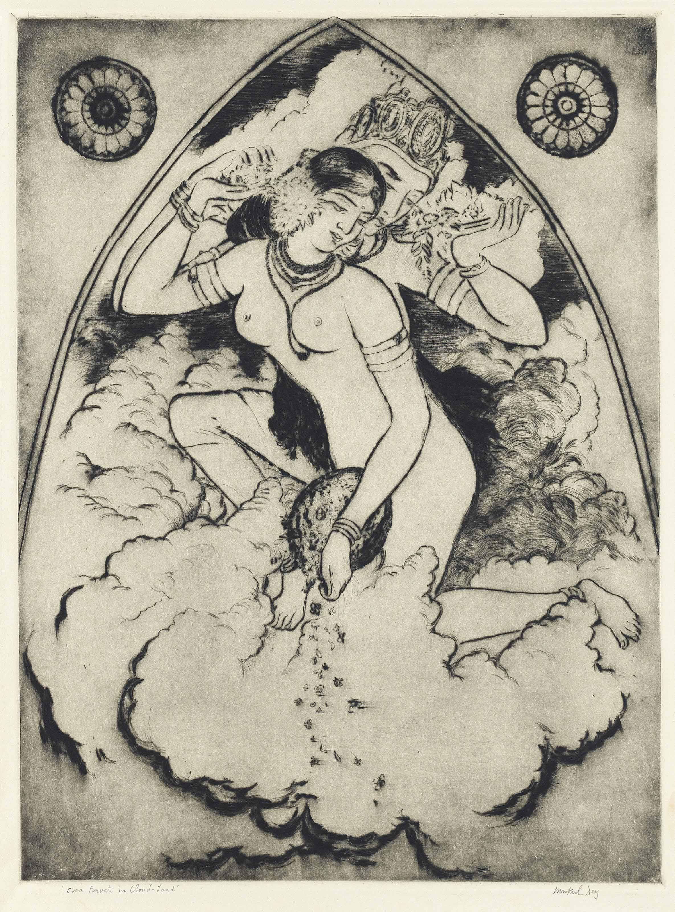 Mukul Dey - Siva Parvati In Cloud-Land