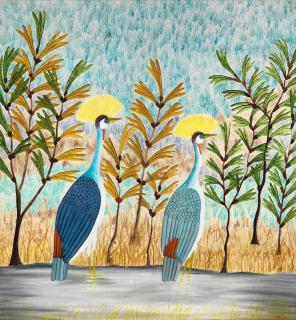 Mulongoy Pili Pili - Two herons unframed.