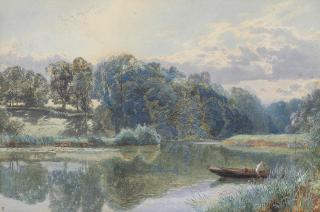 Myles Birket Foster, R.W.S. - A quiet pool on the River Mole, Thames