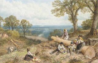 Myles Birket Foster, R.W.S. - Children Gathering Primroses