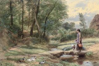 Myles Birket Foster, R.W.S. - Crossing The Stream
