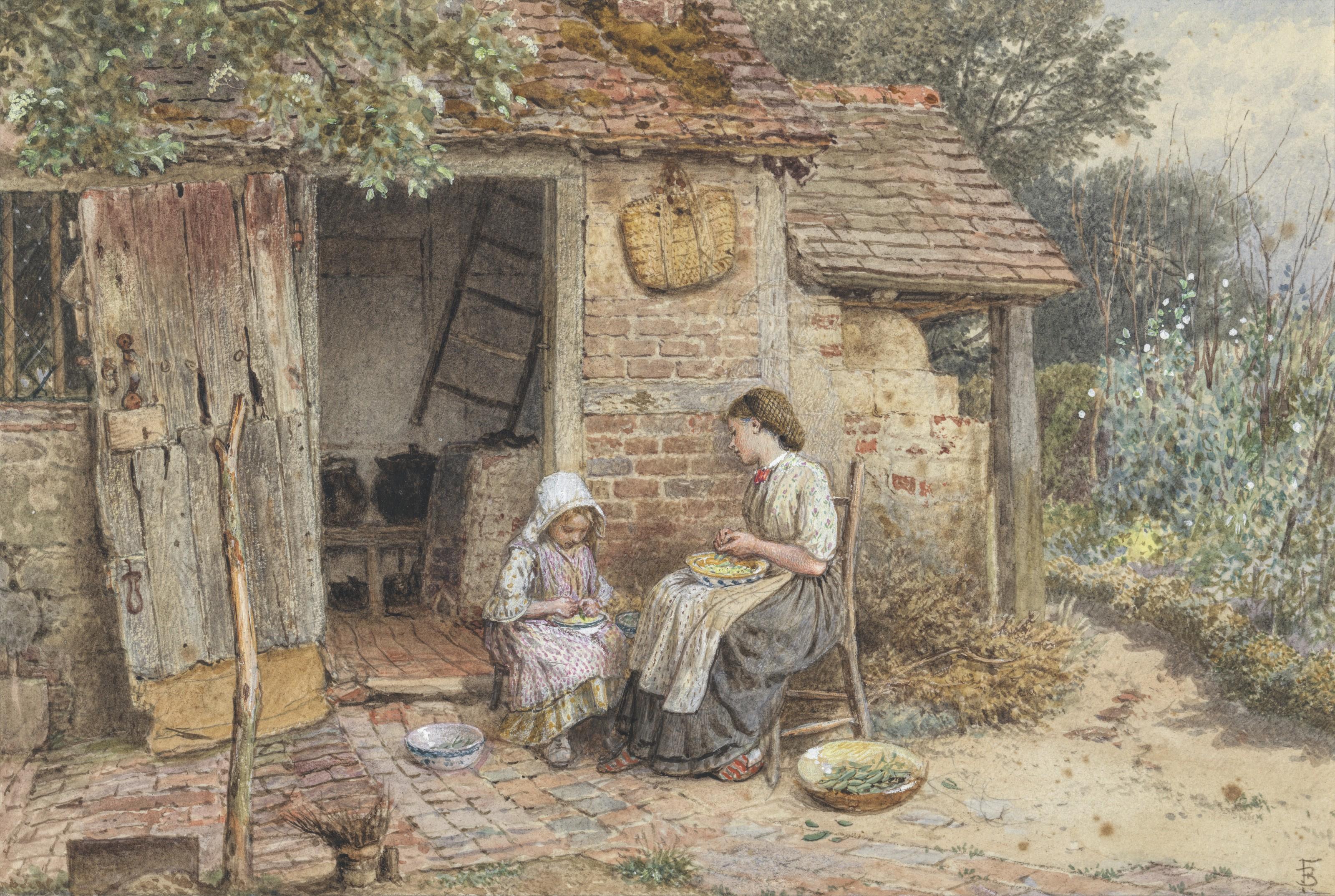 Myles Birket Foster, R.W.S. - Shelling peas