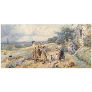 Myles Birket Foster, R.W.S. - Teaching Dolly To Walk