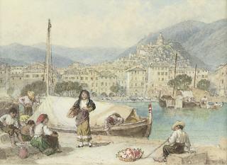 Myles Birket Foster, R.W.S. - The harbour at San Remo