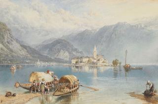 Myles Birket Foster, R.W.S. - View of Isola Bella, Lake Maggiore, Italy