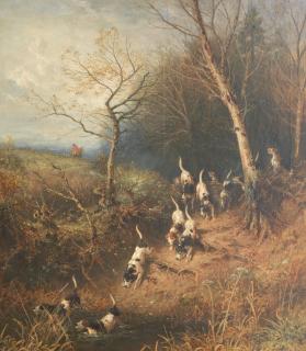 Myles Birket Foster, RWS - On the Scent signed with monogram \'BF\' (lower right), oil on canvas,