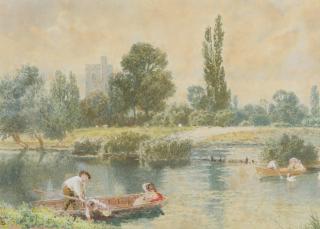 Myles Birket Foster, RWS - Rowing on the lake