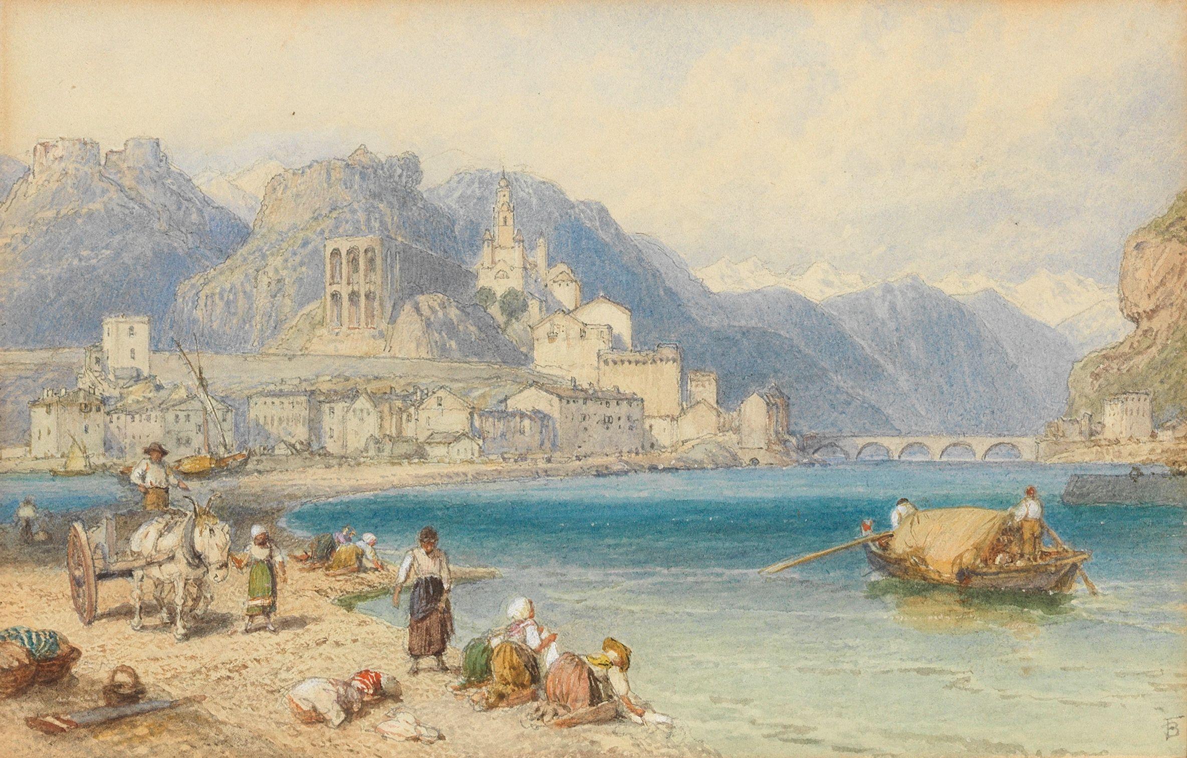 Myles Birket Foster, RWS - Washing day in Ventimiglia