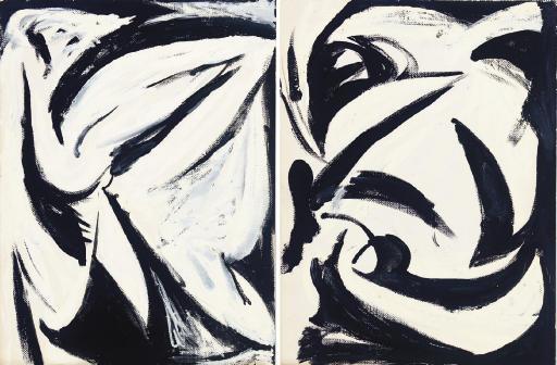 Myron Stout - Untitled Signed \'Myron Stout\' (On The Reverse) Oil On Paper  12 X 9 In. (30.5 X 22.9 Cm.) Executed Circa 1946.  Untitled Signed \'Myron Stout\' (On The Reverse) Oil On Paper  12 X 9 In. (30.5 X 22.9 Cm.) Executed Circa 1946.	 (2)