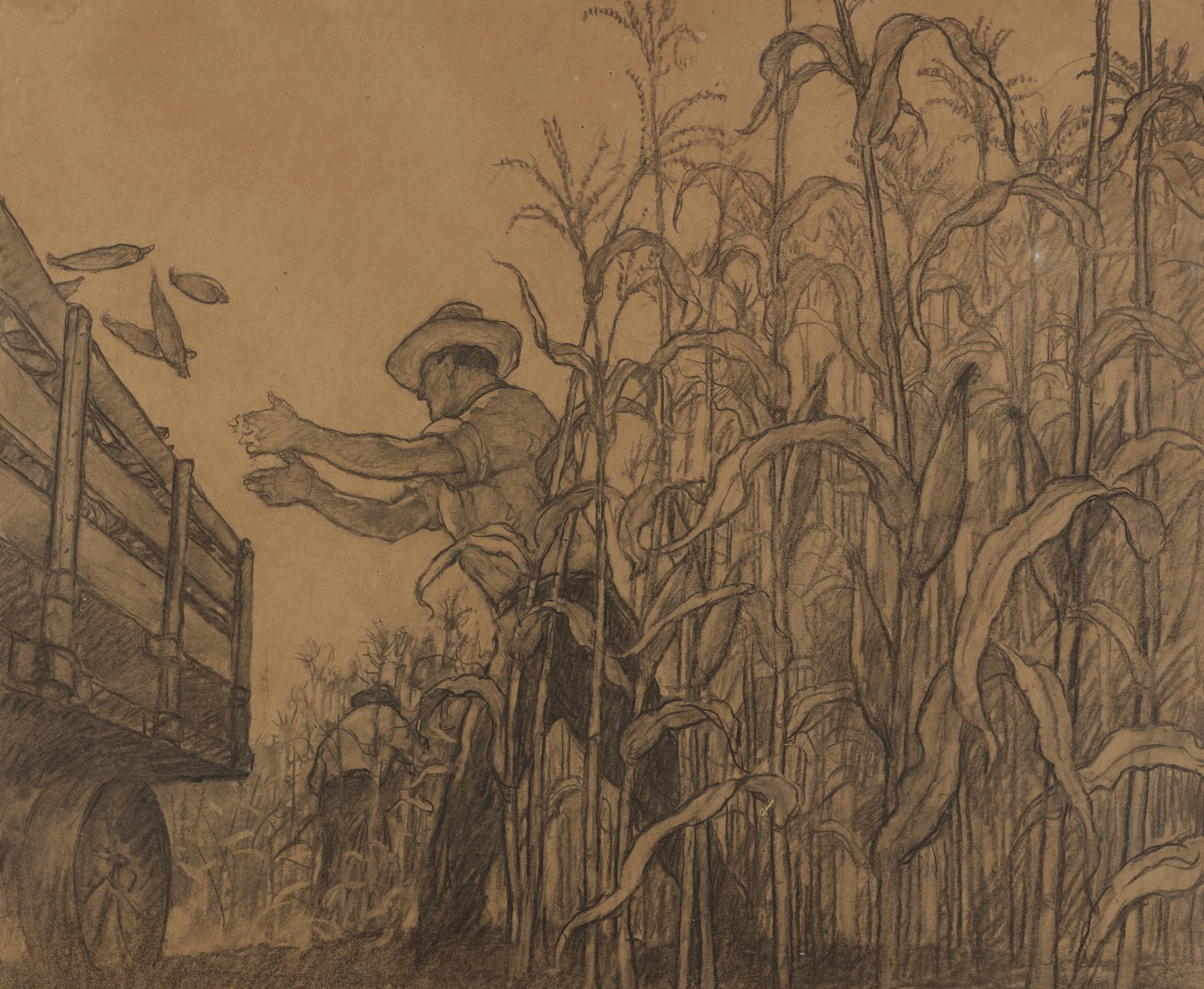 N. C. Wyeth - Bringing In The Ears (Composition Drawing)