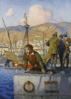 N.C. Wyeth - The Boy Columbus On The Wharf At Genoa (The Vision Of Columbus)