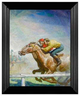 N.C. Wyeth - The Horse Race (Cursing and Whipping like a Madman, the Scarlet Jockey Drew up on the Turn, Hung Knee to Knee, Passed Him by)