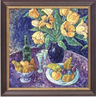 Nadezhda Stupina - Yellow Tulips, Apples, Pears And Plums, On A Table