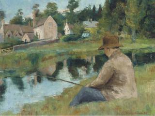 Nadia Benois - The Artist\'S Husband, Iona, Fishing, Near Bibury, Gloucestershire