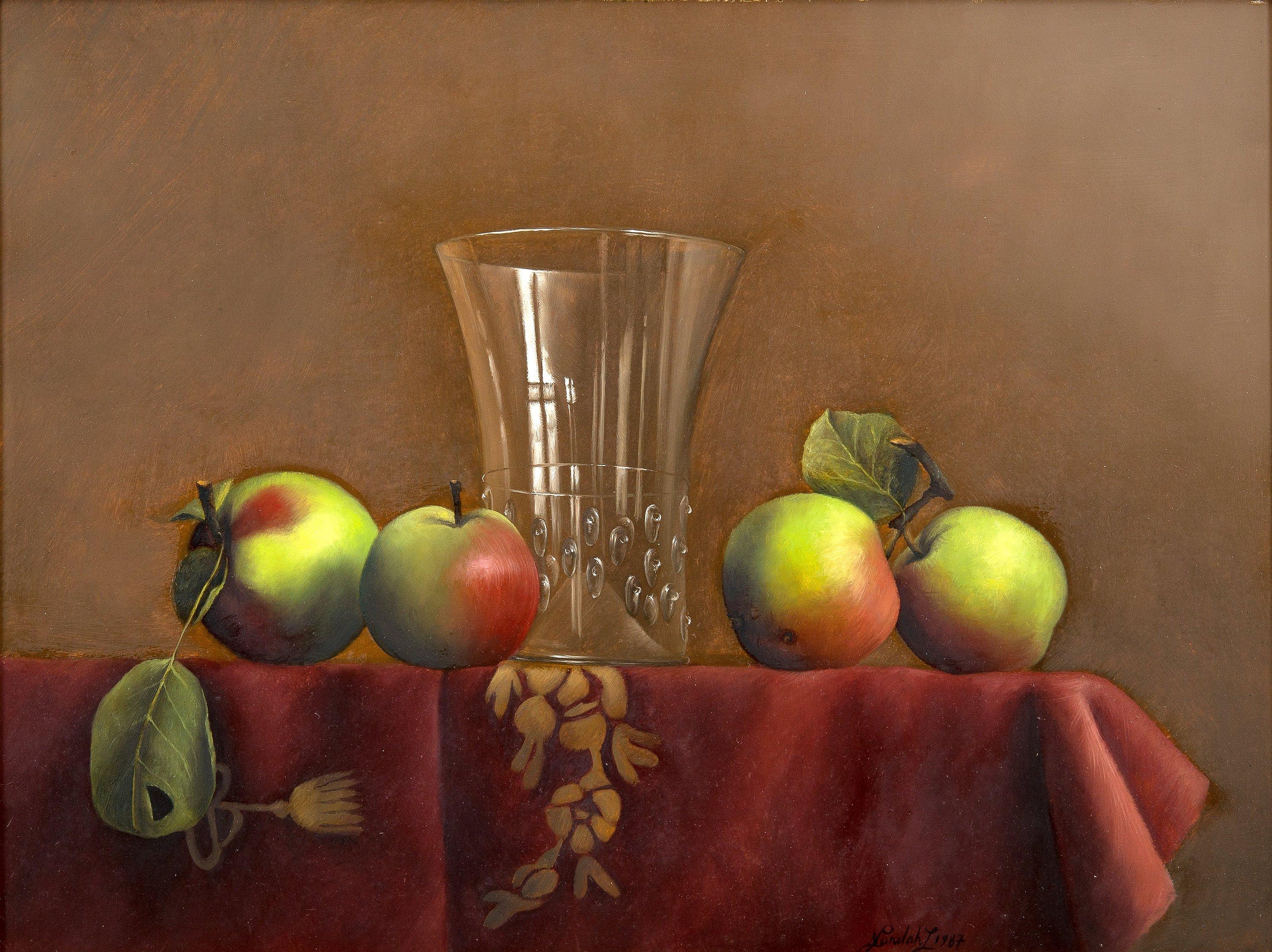 Nadine Lundahl - Apples On Red Cloth.