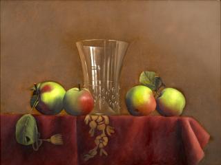 Nadine Lundahl - Apples On Red Cloth.