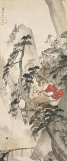 Nagasawa Rosetsu - Three Scholars Enjoying Tea By A Waterfall