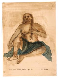 Nalini Malani - Seated Woman with Blue Garment