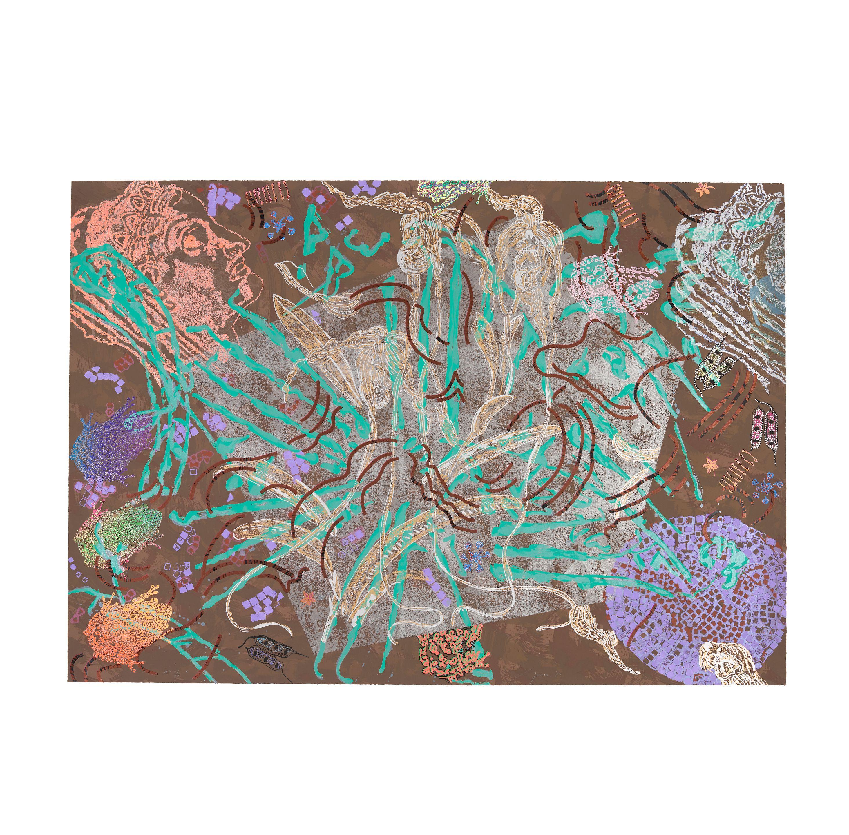 Nancy Graves - View of Earth from the Air (Air and Space Opening); 75 x 75 and Six Frogs, from Simca Series 3