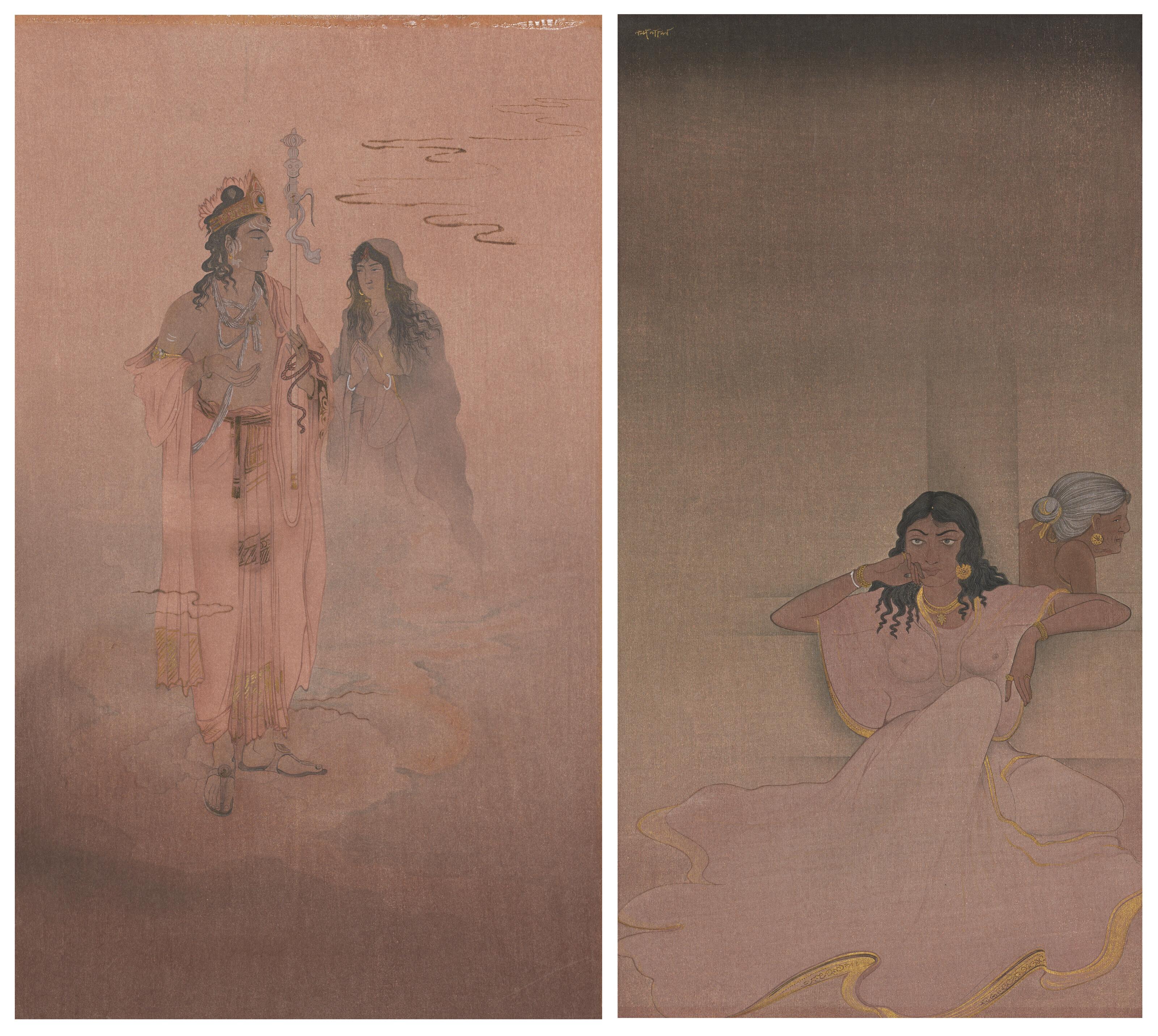 Nandalal Bose - Savitri and Yama; Kaikeyi and Manthara