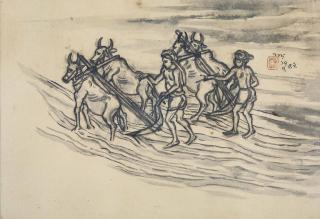 Nandalal Bose - Untitled (Ploughing)