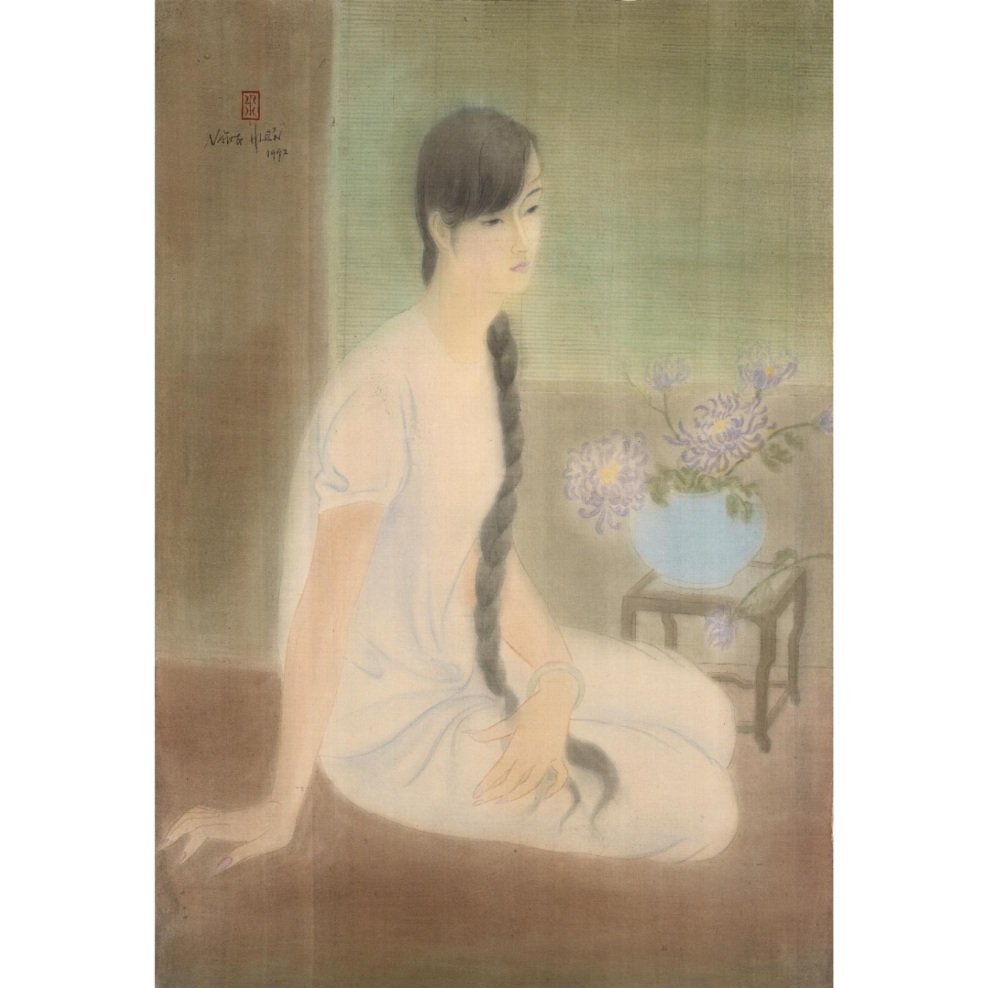 Nang Hien - Young Girl Of Hanoi With Chrysanthemums