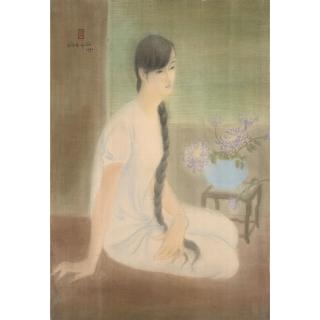 Nang Hien - Young Girl Of Hanoi With Chrysanthemums