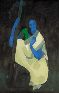 Narayan Shridhar Bendre - Lady Playing a Sitar