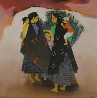 Narayan Shridhar Bendre - Untitled (The Gossip)