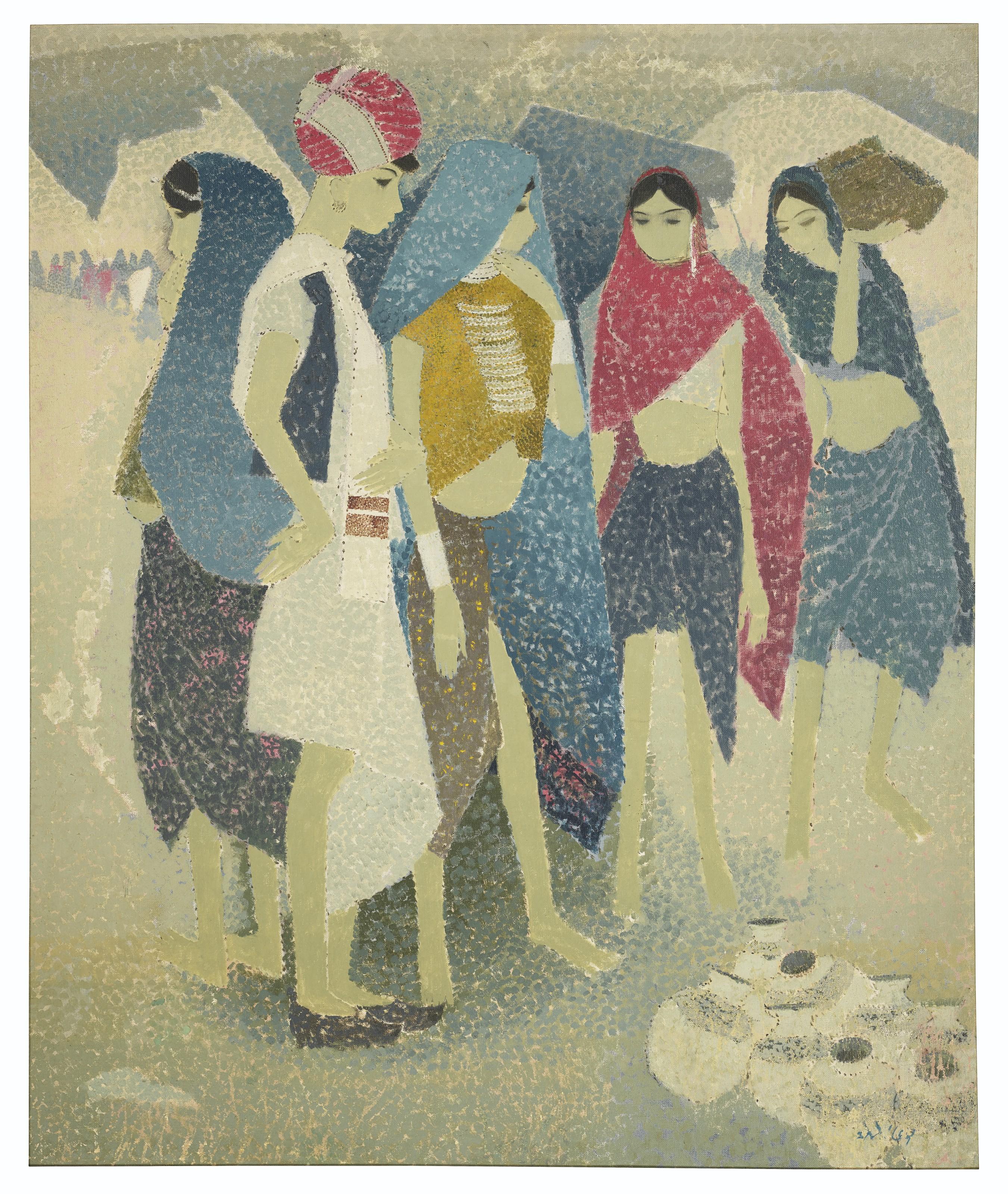 Narayan Shridhar Bendre - Untitled (Village Group, Saurashtra)