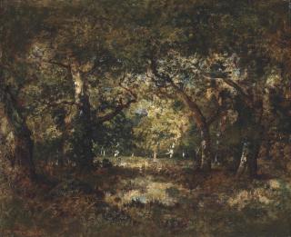 Narcisse-Virgile Diaz De La Peña - A Sunlit Gale In Wooded Landscape